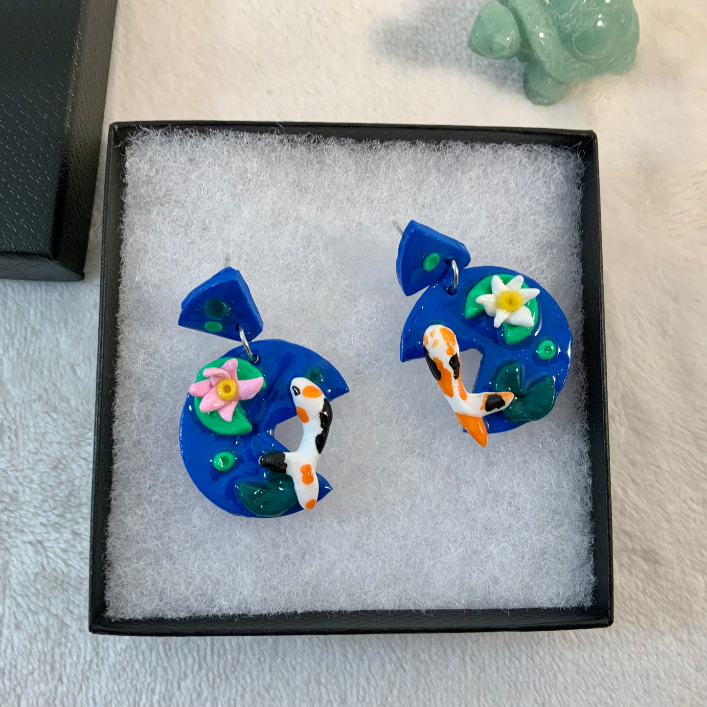 Lily Pad Koi Fish Earrings