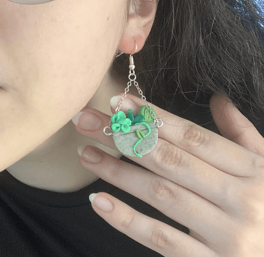 Hanging Succulent Planter Earrings