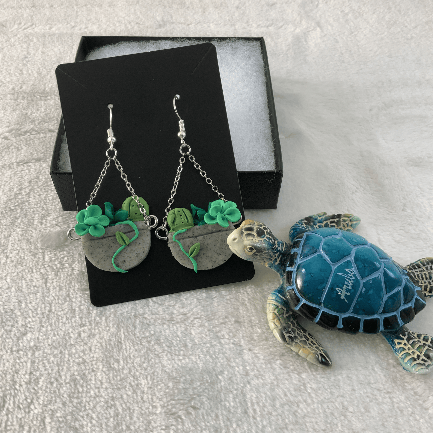 Hanging Succulent Planter Earrings