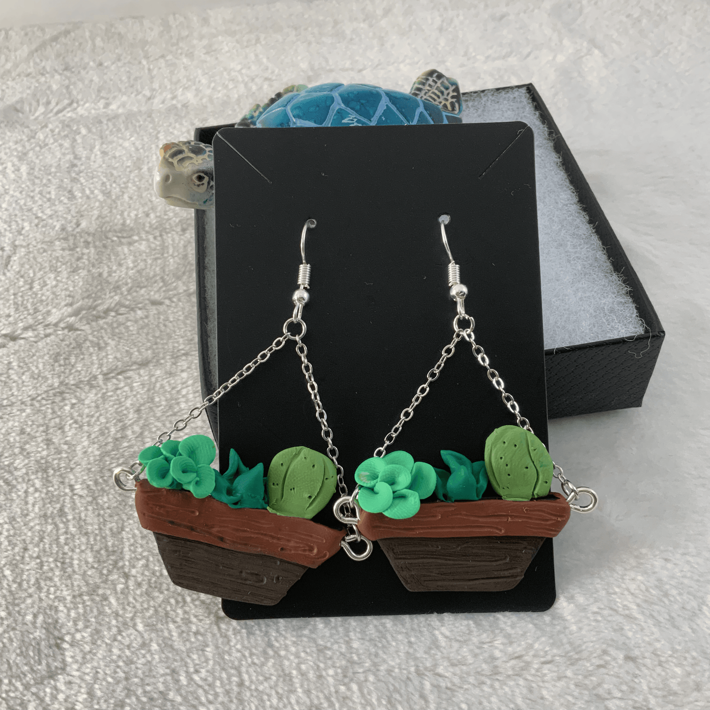 Hanging Succulent Planter Earrings