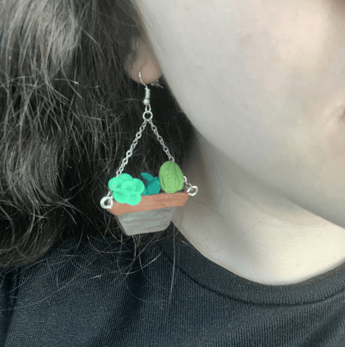 Hanging Succulent Planter Earrings